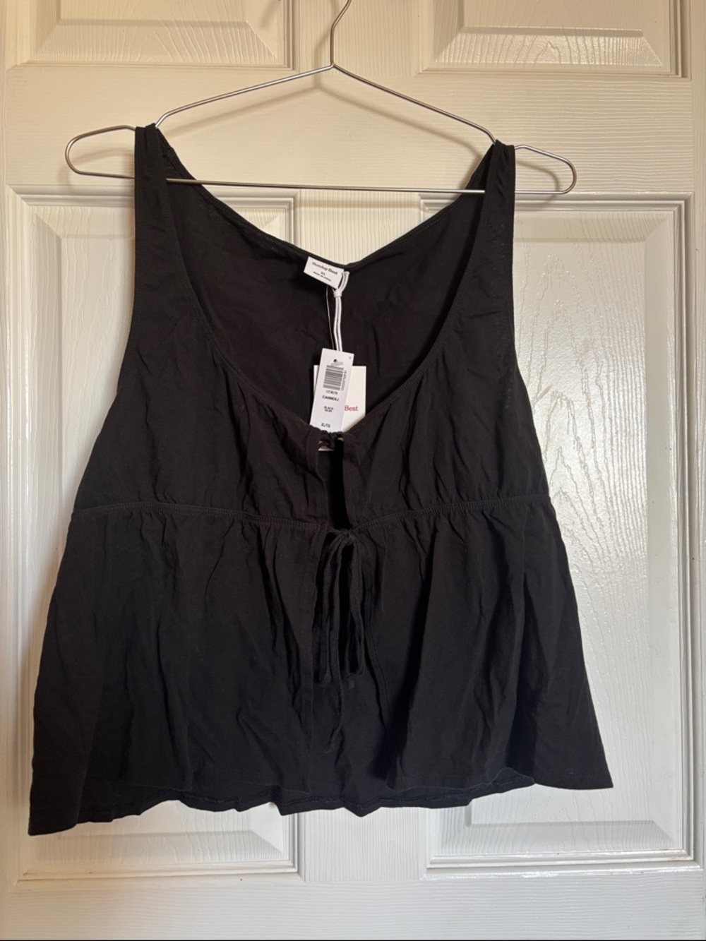 Aritzia Front Tie-Front Sleeveless Babydoll Tank in Cannoli size xl